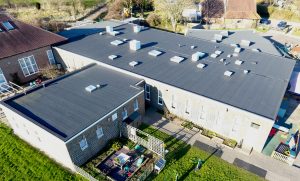 650 square metre felt re-roof installed by Kingsley Roofing on a local primary school in Chichester, Sussex